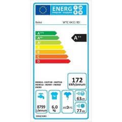 Beko WTC 6411 B0 6kg Στροφές: 800/λεπτό A++  Beko WTC 6411 B0 6kg Στροφές: 800/λεπτό A++